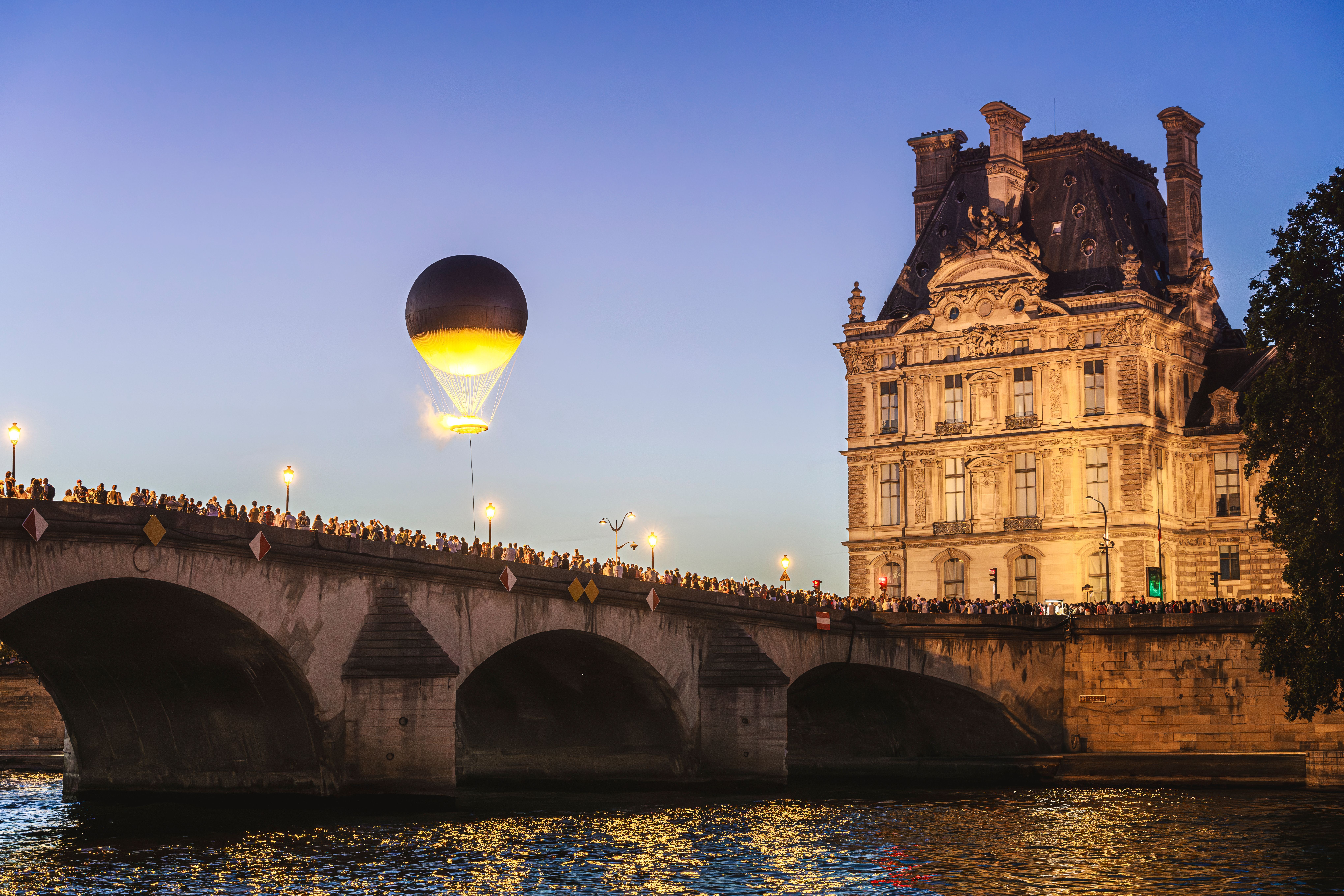 The Olympic Cauldron  near the Louvre Museum, in Paris