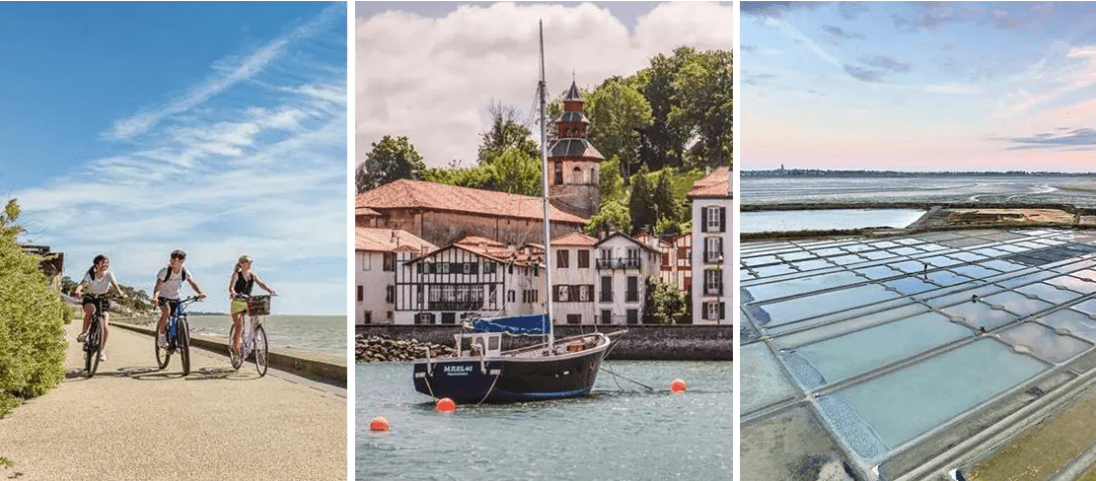 © Office de tourisme Saint-Brevin-les-Pins / La Vélodyssée ( Aurélie Stapf) / A.Lamoureux  —  Du sud de la Bretagne au Pays basque, la Côte Atlantique offre une diversité de paysages et d'activités pour se ressourcer en toute saison